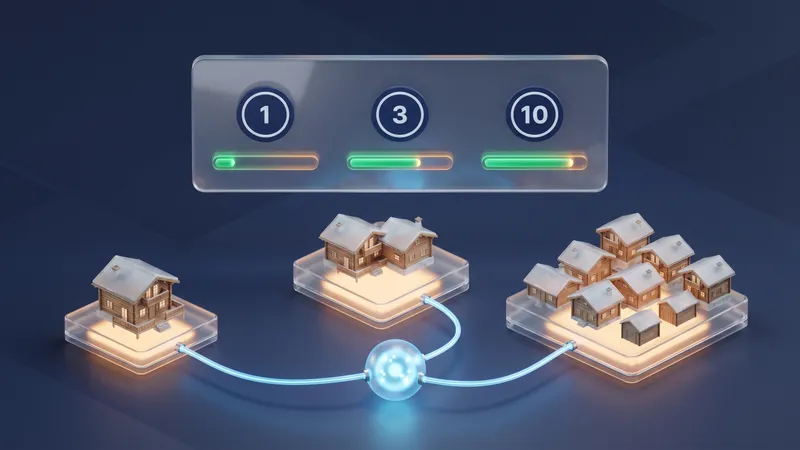 Tableau de bord de channel manager : gestion de 1, 3 ou 10 logements, des chalets connectés.