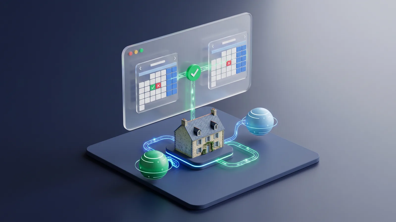 Interface de synchronisation de calendriers de réservation, un gîte relié aux plateformes pour éviter les doubles réservations.