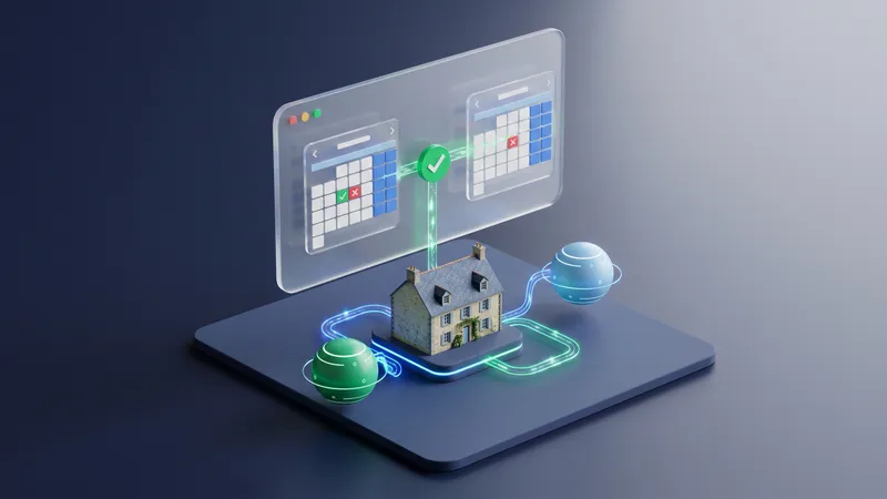Interface de synchronisation de calendriers de réservation, un gîte relié aux plateformes pour éviter les doubles réservations.