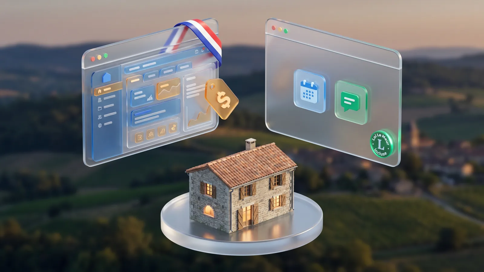 Comparaison de deux tableaux de bord flottants pour gîtes : l'un complexe et cher, l'autre simple, incluant la Loi Le Meur.